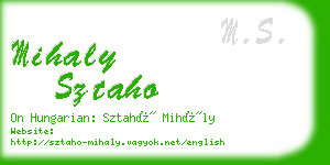 mihaly sztaho business card